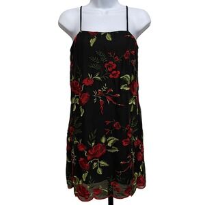 Show Me Your Mumu Risque Rose Embroidered Floral Mini Dress XS Dark Romantic